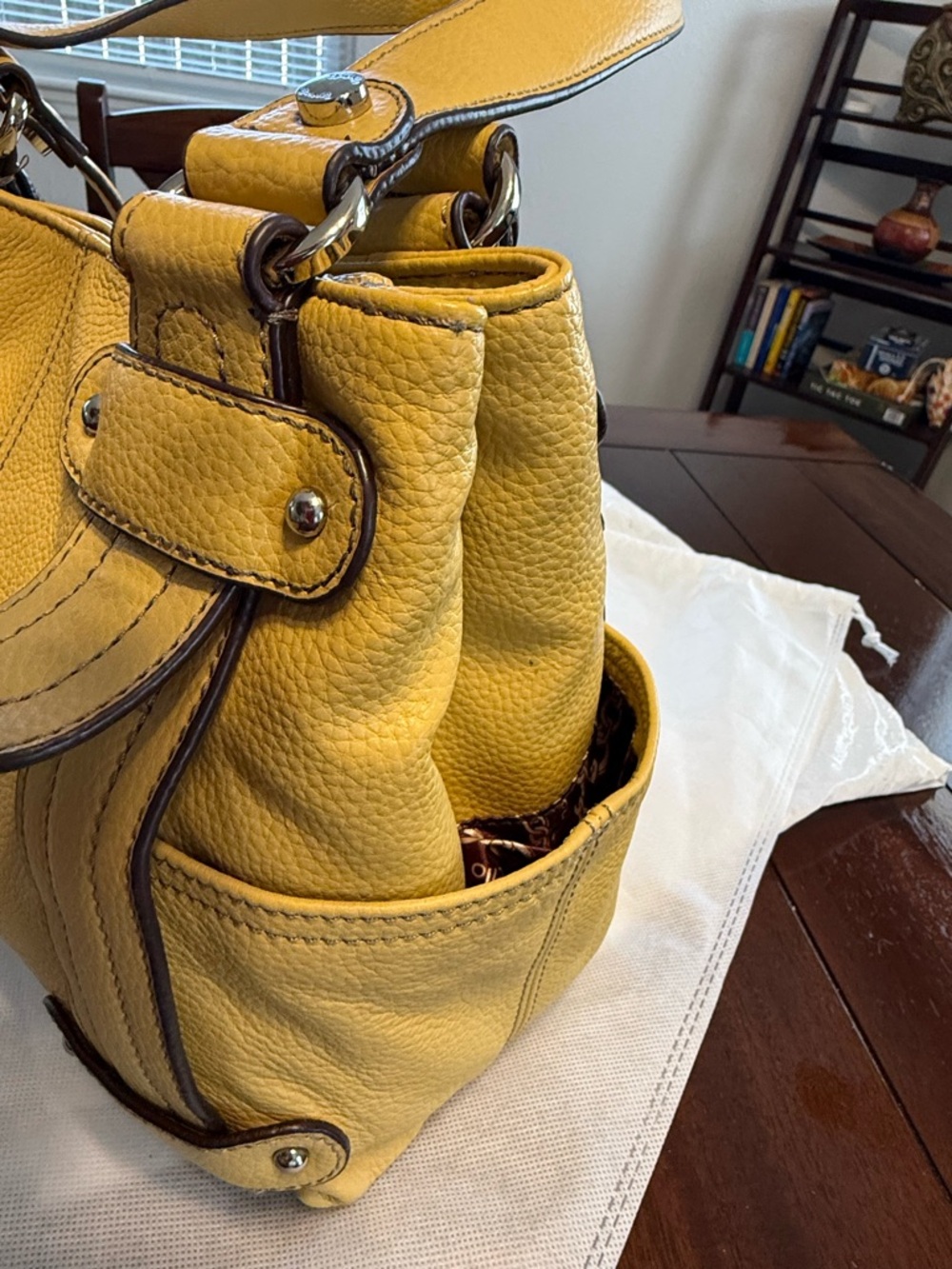 Tignanello Leather Hobo Tote Mustard Yellow | Tags Attached | Silver Hardware - Picture 11 of 11